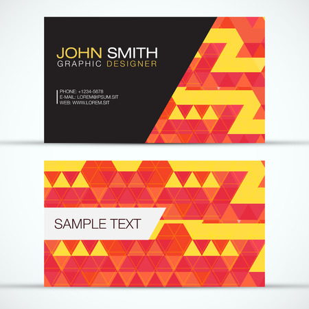 Elegant Modern Business Card Set Orange and Yellow Triangles Patternのイラスト素材