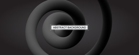 Minimal Abstract Liquid Black Curved Lines on Grey Background - Wide Vector Illustration Conceptのイラスト素材
