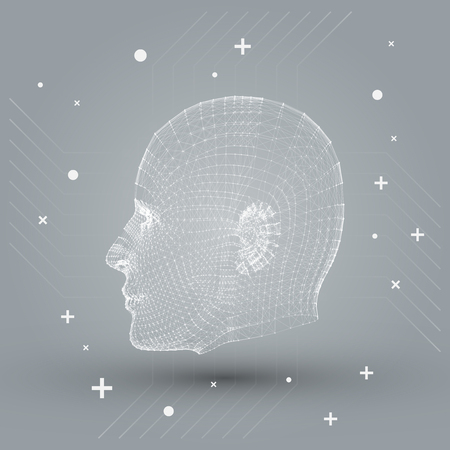 White Cyborg Mesh Face Vector Illustrationのイラスト素材