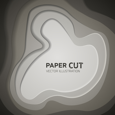 Multi color paper layers 3D papercut vector background - Abstract paper cut texture for topography website template - Creative smooth cartoon origami paper shape conceptのイラスト素材