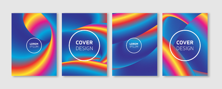 Minimal Vector Covers Design - Abstract Liquid 3D Curve Lines in Vibrant Color - Editable Blob Flyer Templates Vector Backgroundのイラスト素材