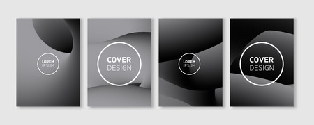 Minimal Vector Covers Design - Abstract Liquid 3D Curve Lines in Black and White - Editable Blob Flyer Templates Vector Backgroundのイラスト素材