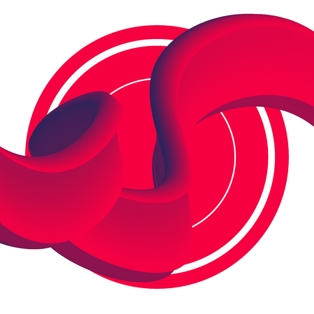 3D Paint Brush with Vibrant Texture on White Background. Vector Red and Purple Line Stroke. Creative Element of a Digital Poster Designのイラスト素材