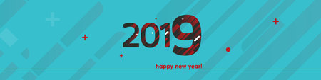 Happy New Year 2019 Vector Illustration - Bold Text with Wide Creative Design on Blue Background - ...