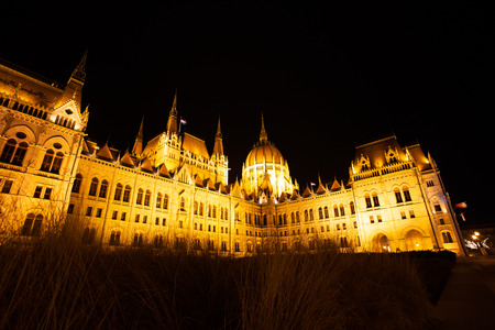 Budapest, Hungary - December 08, 2018:  Hungarian Parliament in Budapest at night. Photo Imageのeditorial素材