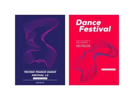 Abstract Party Flyer - Music Event Poster Template - Moving Wave Lines Vector Backgroundのイラスト素材