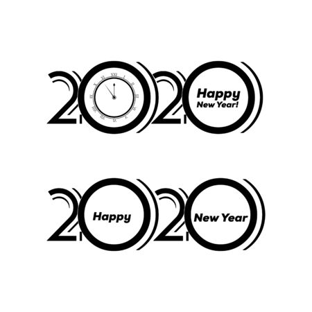 Black 2020 Design with Happy New Year Text - Event Vector Background - Invitation Cardのイラスト素材