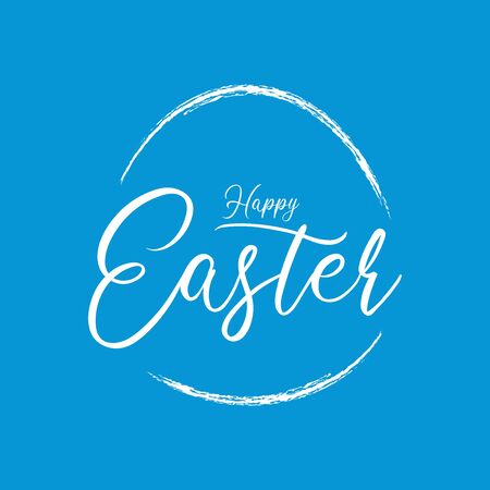 Blue Happy Easter Calligraphic Vectorのイラスト素材