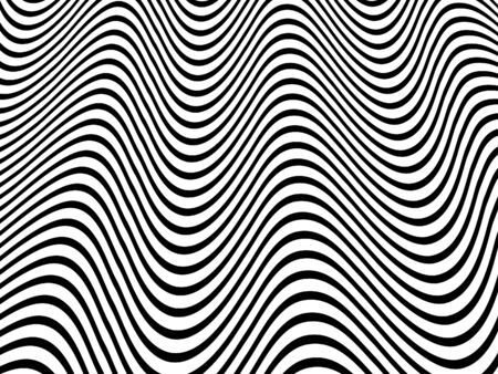 Black and White Wavy Lines Vector Background for Decorative Printのイラスト素材