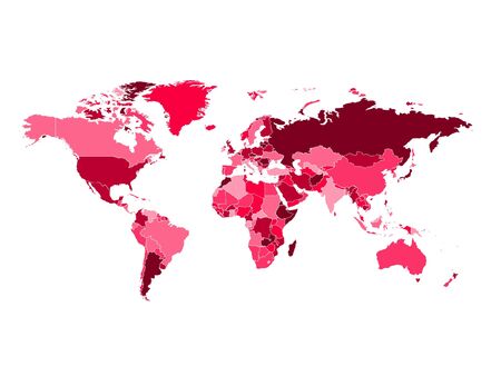 High detailed colorful pink world map on white illustration vector background. Perfect for backgrounds, backdrop, business concepts, presentation, charts and wallpapers.のイラスト素材