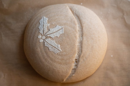 Homemade sourdough bread food photography recipe idea - before baking