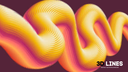 3D Colorful Fluid Lines Design Concept - Vector Illustrationのイラスト素材