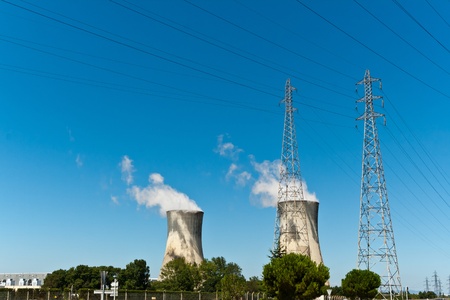 Cooling towers are heat removal devices used to transfer process waste heat to the atmosphere.の写真素材
