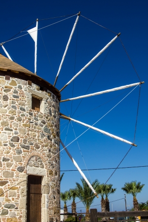 Ancient wind-mill in Antimahia in the south Sporades, Greeceの写真素材