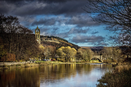 River Tweed, Peebles, Scotlandの写真素材