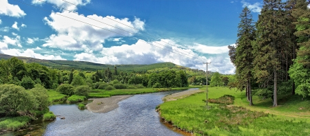 The River Tweed at Bellspool, Scottish Borders, Scotlandの写真素材