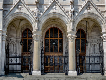 Entrance to the Parliament Building, Budapest, Hungaryのeditorial素材