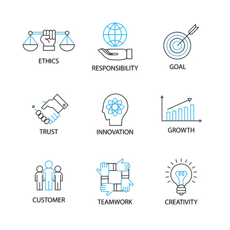 Modern Thin Line Icon and Pictogram, Business Core Value Concept, Flat thin line designed vector Illustratorの写真素材