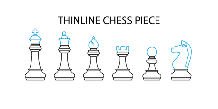 Thin line Chess pieces, Flat designed Vector Illustration.の写真素材
