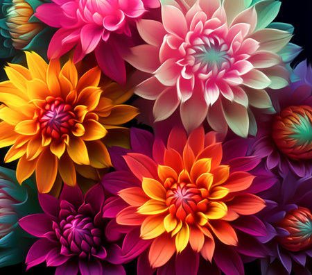 Beautiful colorful dahlia flowers. Floral background. Vector illustration.の素材