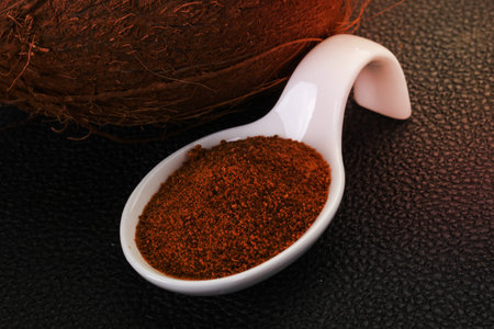 Coconut brown sugar in the bowl over wooden backgroundの写真素材