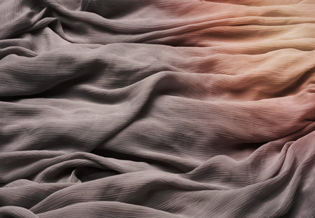 folded gray silk fabric, full frame, blouse linenの写真素材