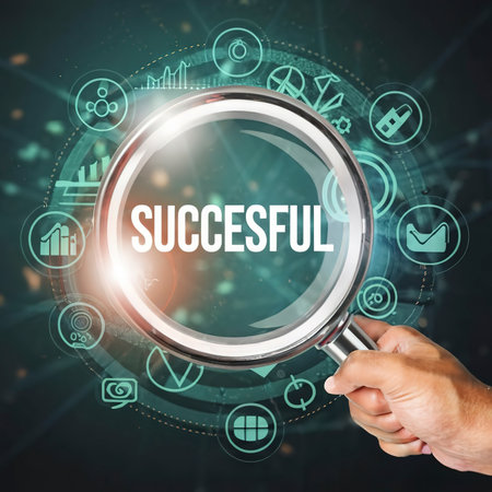 magnifying glass on white background and business glow up and successfulの素材