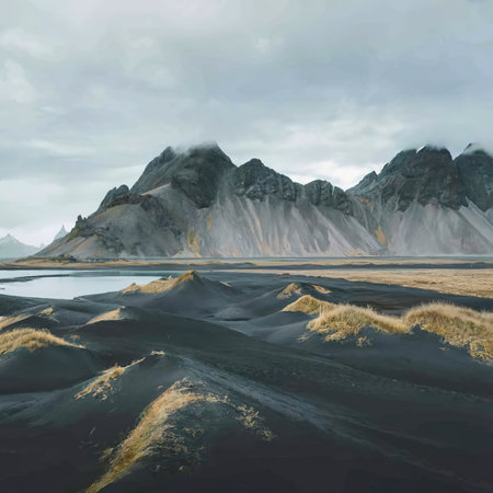 Vestrahorn mountains in stokksnes, icelandの素材