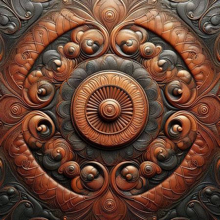 Abstract patterned background of brown leatherの素材