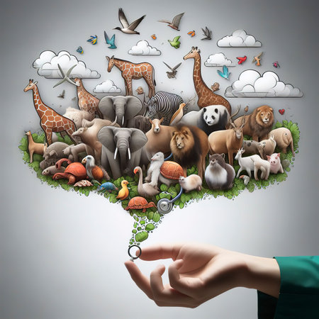 Concept animal diversity, care and wildlife conservationの素材