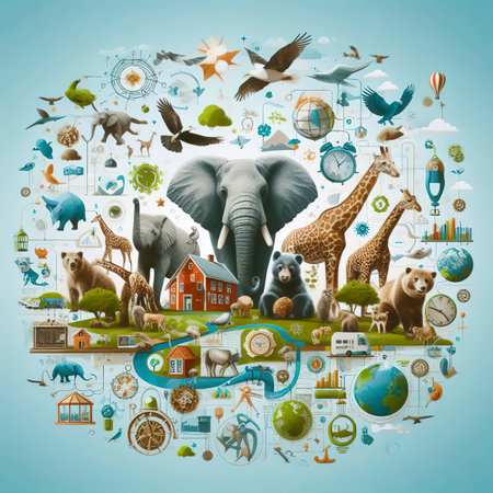 Concept animal diversity, care and wildlife conservationの素材