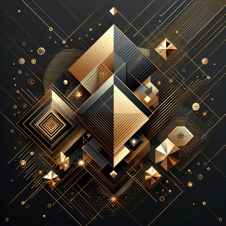 Abstract dark geometric background luxury noble gold colorの素材