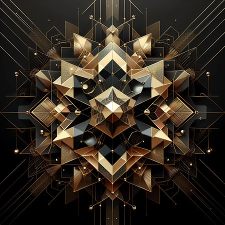 Abstract dark geometric background luxury noble gold colorの素材