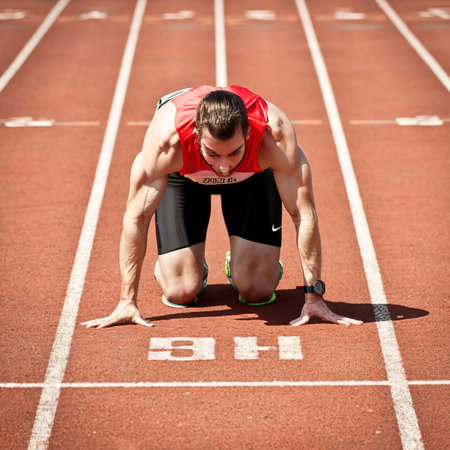 Runner at the start of the trackの素材