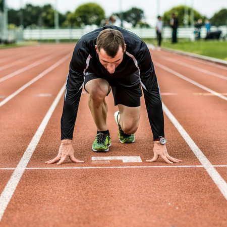 Runner at the start of the trackの素材