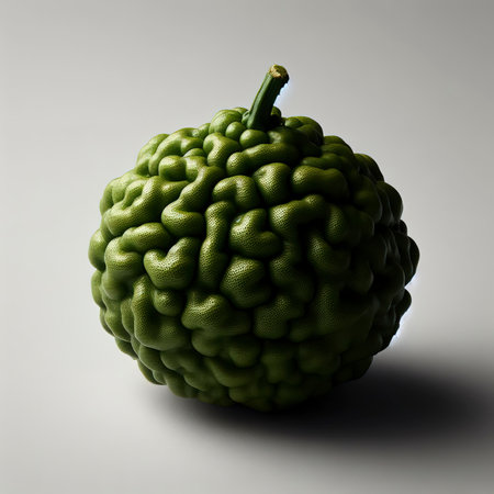 A close-up shot of a bergamot fruit on a clean white backgroundの素材