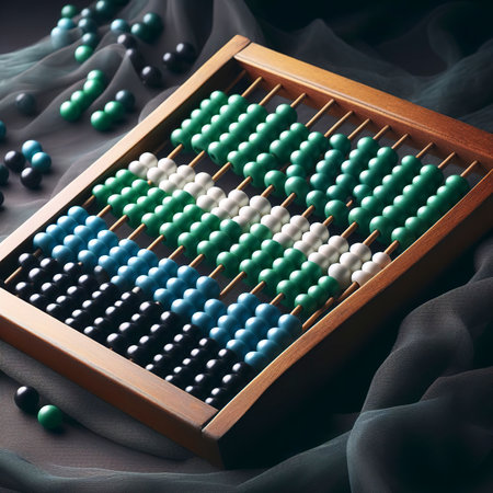 Abacus with green blue white balack beadsの素材
