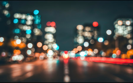 Abstract of bokeh city lights at night sceneの素材
