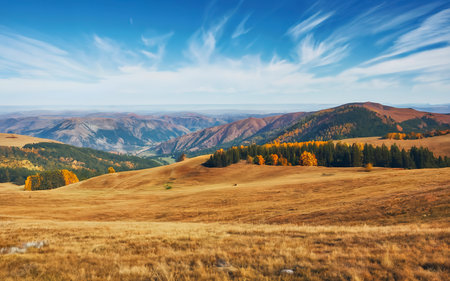 Atmospheric autumn mountain landscapeの素材