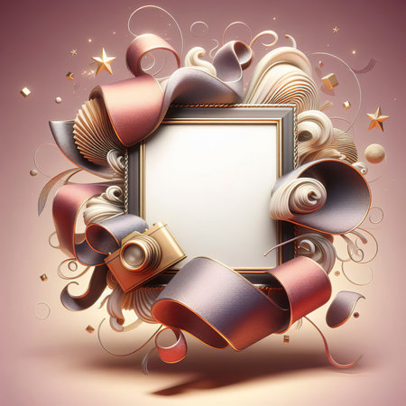 message frame photo frame product frame Fluttering Fabric Texture Background 3D Illustrationの素材