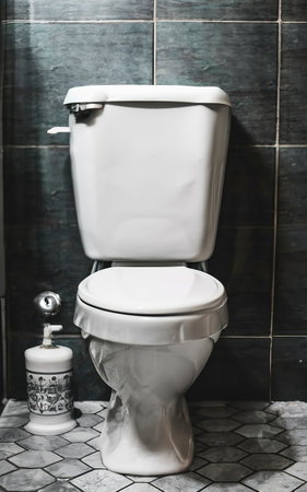 White toilet bowl and seat decoration interiorの素材