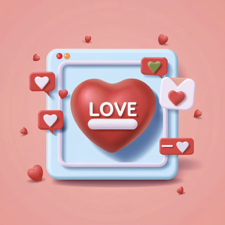 3D social media online platform concept, online social communication on applications,の素材
