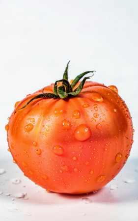 Studio shot of tomato on white backgroundの素材