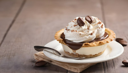 Banoffee pie cup - homemade bakery background conceptの素材