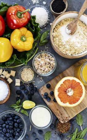 Assortment of delicious healthy recipe ingredientsの素材