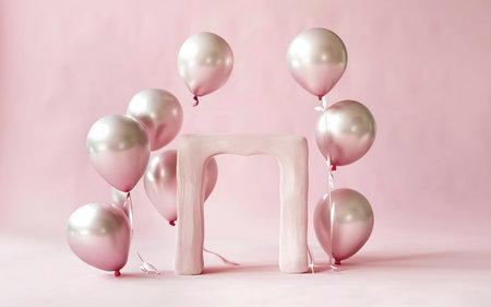Pink balloons with copy space backgroundの素材