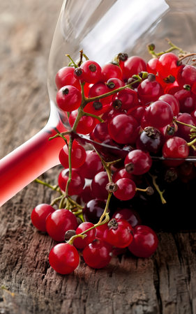 Red wine with red currant berriesの素材