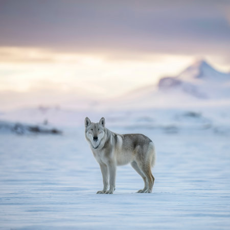 A remote arctic wilderness with icy landscapes and polar wildlifeの素材