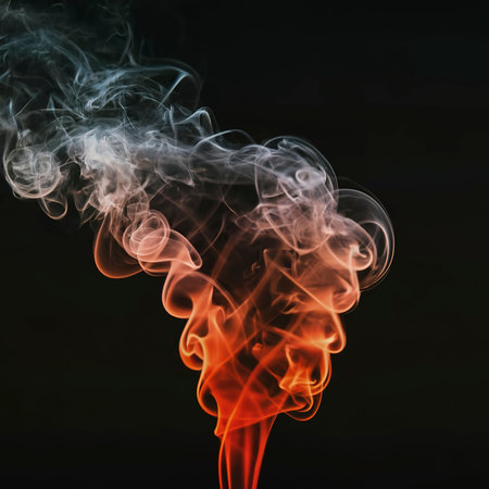 Black and red smoke and fire with copy spaceの素材
