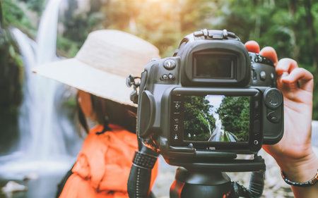 Photography asian woman travel natureの素材